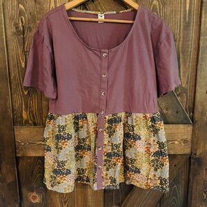 Kate Quinn Purple and Floral Blouse